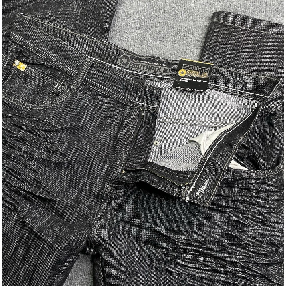 Vintage Southpole Jeans Men's 40x32 Black Denim Baggy Y2K Hip Hop 8180 Loose NWT